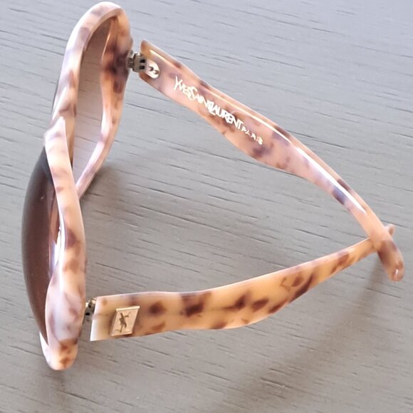 YVES SAINT LAURENT Vintage Sunglasses Large Tortoise Frames YSL Logo 80s - Picture 2 of 11